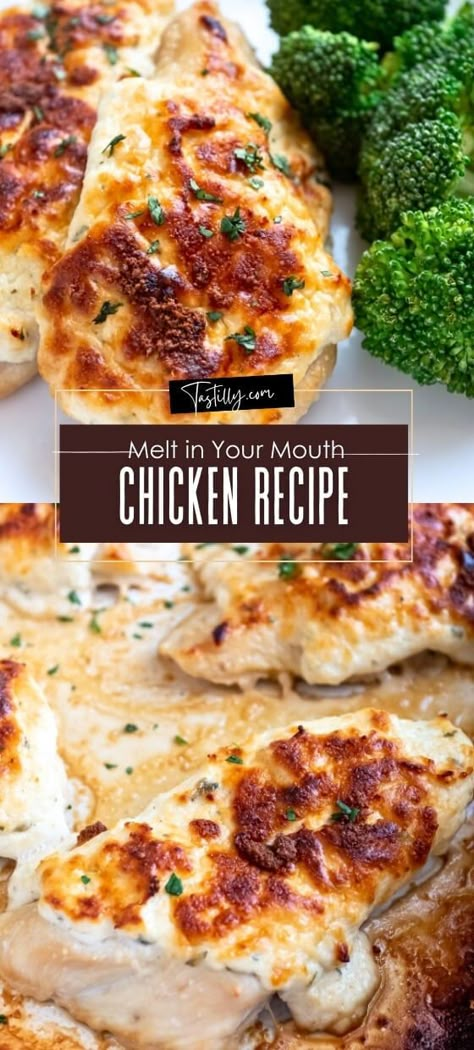 Easy Melt in Your Mouth Chicken Recipe via @tastillyb Chicken In Buttermilk, Easy Spinach Lasagna, Easy Honey Garlic Chicken, Mouth Chicken, Melt In Your Mouth Chicken, Chicken Entree, Chicken Breast Recipes Baked, Cheap Meal Ideas, Chicken Entrees