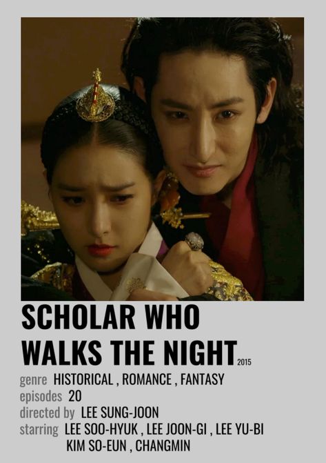 Scholar Who Walks The Night Poster, Scholar Who Walks The Night, Minimalist Polaroid Poster, Film Recommendations, Movies To Watch Teenagers, Korean Drama Series, New Movies To Watch, Good Anime Series, Drama Tv Shows