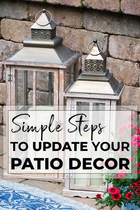 Refresh your outdoor patio with these simple solutions. Includes DIY tips and budget friendly ideas for an affordable makeover. #patio #patiodesign #outdoorspaces #patioupdate #patioideas #DIYhomedecor #budget #small Patio Decor On A Budget, Outdoor Lanterns Decor, Summer Deck Decor, Outdoor Summer Decor, Round Outdoor Rug, Diy Porch Decor, Summer Decorations, Diy Outdoor Decor, Decor On A Budget