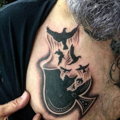 Top 71 Best Ace of Spades Tattoo Ideas - [2020 Inspiration Guide] Playing Card Tattoos For Men, Spade Tattoo Men, Spade Symbol Tattoo, Spade Tattoo For Women, Ace Of Spades Tattoo Men, Ace Spade Tattoo, Spade Tattoo Design, Tattoo Ace Of Spades, Flying Tattoo Ideas