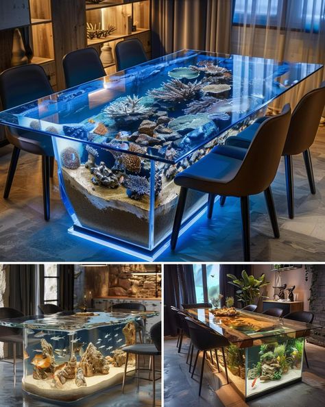 A bold geometric-shaped coffee table in a contemporary space. Aquarium Coffee Table, Luxury Living Room Inspiration, Industrial Style Coffee Table, Geometric Table, Urban Decor, Living Room Goals, Industrial Coffee Table, Furniture Trends, Modern Urban