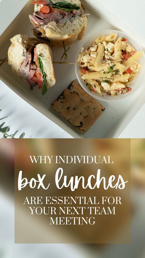 Boxed lunches are the way to go to impress your team and keep them motivated! Check out our offerings for individual boxed lunches so you're prepared for your next meeting. 👊 Boxed Lunches For Adults Parties, Individual Breakfast Boxes, Box Lunches Catering, Box Lunches For Adults Parties, Catering Lunch Box Ideas, Dinner Box Ideas For Adults, Individual Lunch Boxes For Party, Corporate Lunch Boxes Catering, Individual Charcuterie Lunch Box Ideas