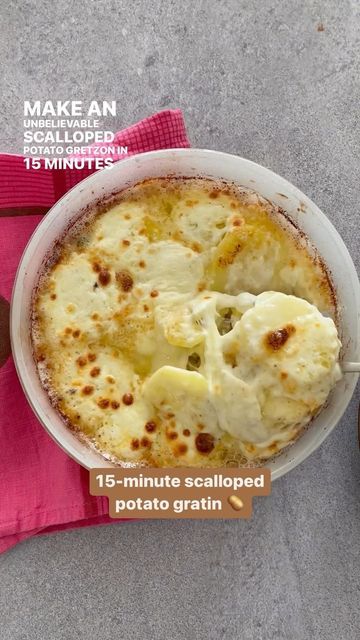 Anyday | Microwave Cookware and Recipes on Instagram: "🚨 new recipe 🚨 scalloped potato gratin, made in 15 MINUTES... instead of 1.5 HOURS. Thank you chef mic. Here’s how:⁠ ⁠ 🥔 In a shallow Anyday dish, whisk cream with salt, nutmeg, pepper, cornstarch, and thyme. ⁠ ⁠ 🥔 Cover with lid and cook in the microwave until the cream has thickened when whisk smooth.⁠ ⁠ 🥔 Add the potatoes and mix well. Cook in the microwave uncovered until the potatoes are tender when pierced with a fork.⁠ ⁠ 🥔 Top w Anyday Cookware Recipes, Microwave Potato Recipes, Anyday Microwave Recipes, Microwave Scalloped Potatoes, Anyday Cookware, Microwave Potatoes, Scalloped Potato, Microwave Food, Potatoes In Microwave