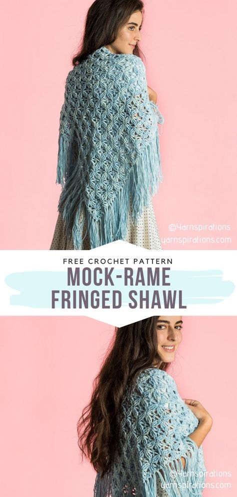 Mock-Rame Fringed Shawl Free Crochet Pattern This beautiful shawl was inspired by the unique macramé technique. Have you noticed #crochetshawl #freecrochetpattern Chunky Crochet Shawl, Oversized Shawl Crochet Pattern, Bohemian Crochet Shawl Scarf, Bohemian Crochet Shawl For Winter, Boho Crochet Shawl With Pockets And Fringe Free Pattern, Bohemian Crochet Lace Shawl Scarf, Crochet Prayer Shawls, Crochet Shawl Free, Ribbed Crochet