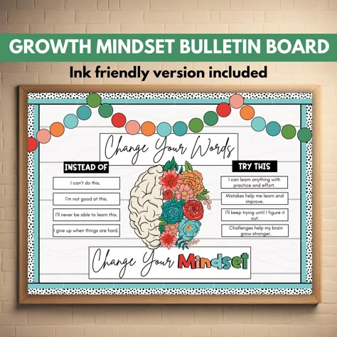 🌱 Cultivate a Growth Mindset in Your Classroom with Our Growth Mindset Bulletin Board Kit! 🌟 🌱 **Growth Mindset Bulletin Board Kit Features and Benefits - **Empower Students Inspire your students to develop a growth mindset with our engaging bulletin board kit. Encourage them to embrace challenges, persevere through obstacles, and celebrate their progress. - **Easy to Use Our printable PDF document includes everything you need to create a vibrant growth mindset bulletin board, including borders, lettering, decorative banners, and graphics. Simply print, cut out each element, and assemble on your bulletin board for an instant motivational display. - **High-Quality Images Enjoy crisp and clear images that make your bulletin board stand out. Our kit features colorful and engaging designs t Growth Mind Set Bulletin Board Ideas, Executive Function Bulletin Board, Growth Mindset Bulletin Board Elementary, Goal Bulletin Board Ideas, Smart Goals Bulletin Board, Bulletin Board Growth Mindset, Social Emotional Classroom, Bulletin Board Borders Printable, Goals Bulletin Board