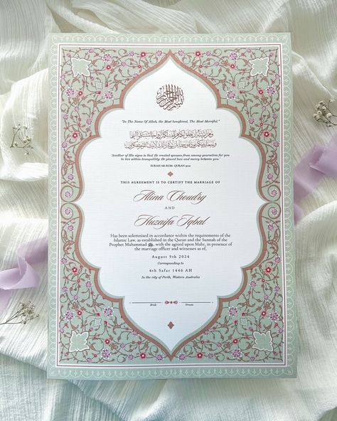 M E H R A A N All our nikkah certificates come with the option to be fully customised, making your special day even more unique! Dm us to order! ✨🤍 #nikkah #nikkahceremony #nikkahcertificate #nikkahanama #perth Islamic Marriage Certificate, Nikkah Contract, Nikkah Certificate, Islamic Marriage, Marriage Certificate, Certificate Design, Etsy Instagram, Wedding Card, Paper Texture