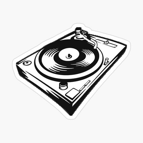 Get my art printed on awesome products. Support me at Redbubble #RBandME: https://www.redbubble.com/i/sticker/DJ-record-black-and-white-by-Sdch-Shop/93579350.EJUG5?asc=u Dj Sticker, Dj Record, 90s Design, Black And White Stickers, Music Design, Retro 90s, By Max, Awesome Products, Dj