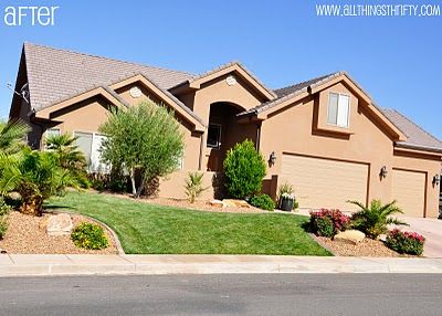 Partial Xeriscape Front Yard, Front Yard Xeriscape, Front Yard Transformation, Yard Transformation, Xeriscape Ideas, Xeriscape Front Yard, House Curb Appeal, Rock Yard, Tropical Backyard Landscaping