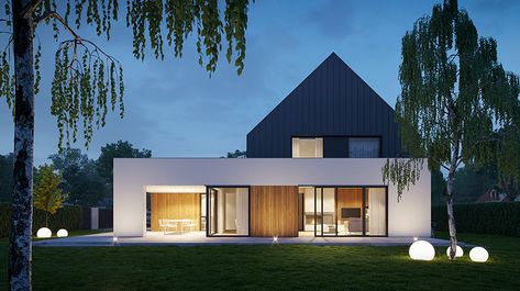 MEEKO's house in zlotniki is an expression between the modernity and archetype of poland Exterior Home Renovation, Modern Barn House, Exterior Home, Modern Farmhouse Exterior, Home Building Design, Architect House, Minimalist Architecture, House Extensions, Facade House