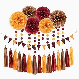 Tissue Tassel Garland, Thanksgiving Paper, Tissue Pom Poms, Thanksgiving Harvest, Orange Party, Rustic Boho Wedding, Paper Pom Poms, Banner Birthday, Autumn Thanksgiving