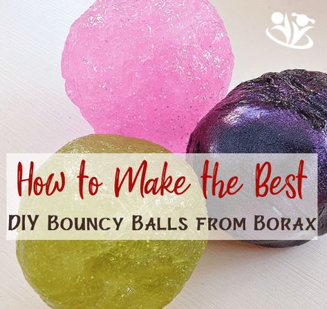 Inside: Kids love to play! Making your own bouncy balls (from Borax) is the perfect way to combine play and learning. Plus, these balls are a blast for the whole family. I am on a major DIY-toys kick lately. Time marches on mercilessly, and I am acutely aware that soon enough, even my youngest child Diy Bouncy Balls Without Borax For Kids, Borax Bouncy Balls, Make Your Own Bouncy Ball, Diy Bouncy Balls With Borax And Glue, Fun Diy Activities For Kids, How To Make Bouncy Balls, Bouncy Ball Recipe, Things To Do With Orbeez, Bouncy Balls Diy