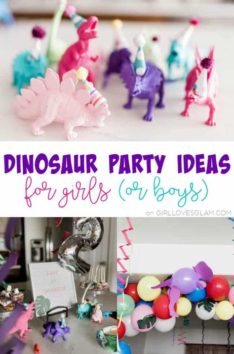 Dinosaur party ideas for girls! It isn't just boys who want dinosaur birthday parties, little girls love dinosaurs too! Create a dino party for her! Dinosaur Party Ideas, Pink Dinosaur Party, Party Ideas For Girls, Birthday Recipes, Girl Dinosaur Party, Girl Dinosaur Birthday, Dinosaur Birthday Party Decorations, Dinosaur Themed Birthday Party, Dino Birthday Party