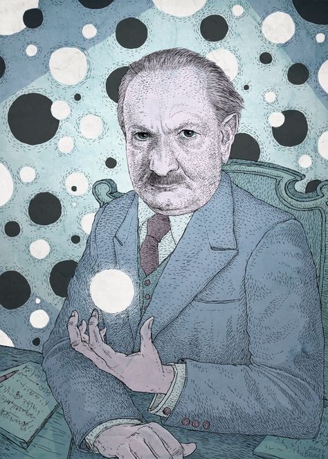 Martin Heidegger - Barry Bruner Illustration Martin Heidegger, The Hacker, New Illustration, Face Illustration, Writers And Poets, Painting Wallpaper, Philosophers, Silicon Valley, I Love Books