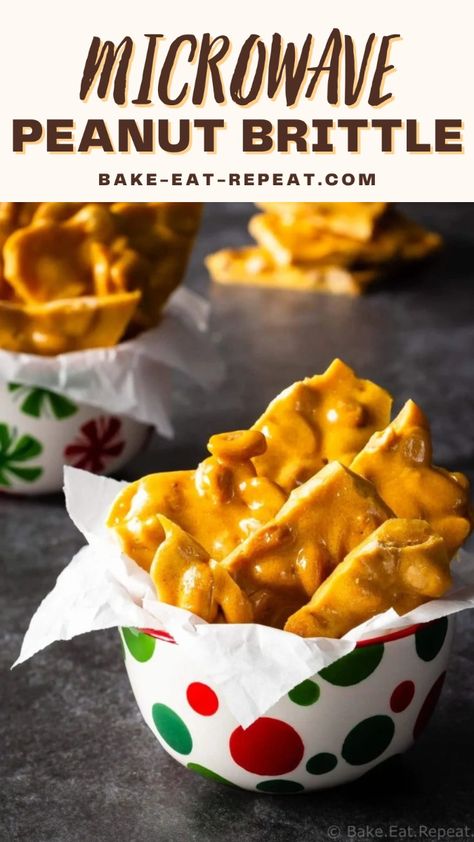 This microwave peanut brittle takes just six ingredients and ten minutes to make. No thermometers, no difficulty, and the result is perfect peanut brittle! If you’re looking for a great edible gift to give this Christmas, look no further because this microwave peanut brittle is so fast and easy to make! Microwave Peanut Brittle Easy, Coconut Peanut Brittle Recipe, Christmas Pj Party Ideas, Pj Party Ideas, Microwave Peanut Brittle, Peanut Brittle Recipe, Powdered Sugar Glaze, Brittle Recipes, Glazed Ham