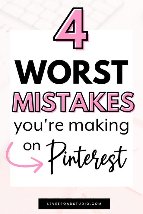 Learn Pinterest mistakes to avoid as a blogger or online business owner! Master Pinterest for business marketing and see which Pinterest marketing strategy can lead to more Pinterest traffic and engagement on your account. Get more Pinterest marketing, internet marketing, Pinterest growth and content marketing tips at leveeroadstudio.com Va Business, Grow Pinterest, Pinterest Va, Learn Pinterest, Pinterest Help, Pinterest Growth, Pinterest Business Account, Pinterest Seo, Pinterest Traffic