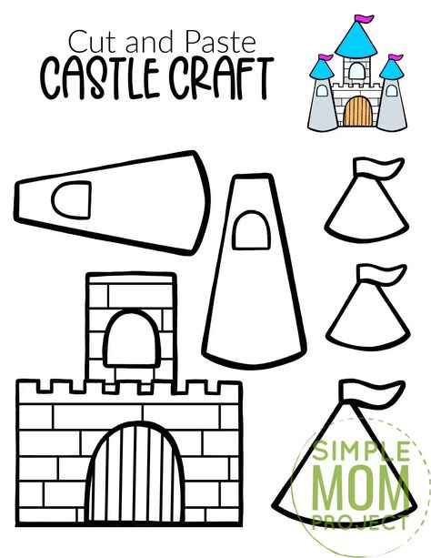 Princess And Knight Preschool Theme, Castle Crafts For Preschool, Medieval Crafts Preschool, Prince And Princess Crafts For Preschool, Castle Printable Template, Castle Craft Preschool, Build A Princess Printable, Castles And Crowns Preschool, Build A Dragon Printable