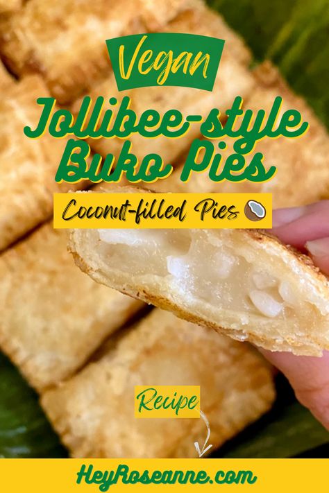 Jollibee-Style Vegan Buko Pie Recipe Pin Buko Pie Recipe, Vegan Sweetened Condensed Milk, Vegan Filipino, Buko Pie, Coconut Pie Recipe, Vegan Condensed Milk, Coconut Pie, Vegan Pie, Filipino Desserts