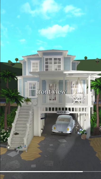 Barndominium Layout, Coastal House Exterior, Beach House Layout, Cottage Core Bloxburg House, Coastal Home Exterior, Cute Small Houses, Beachy House, Beach House Flooring, Bloxburg Beach House