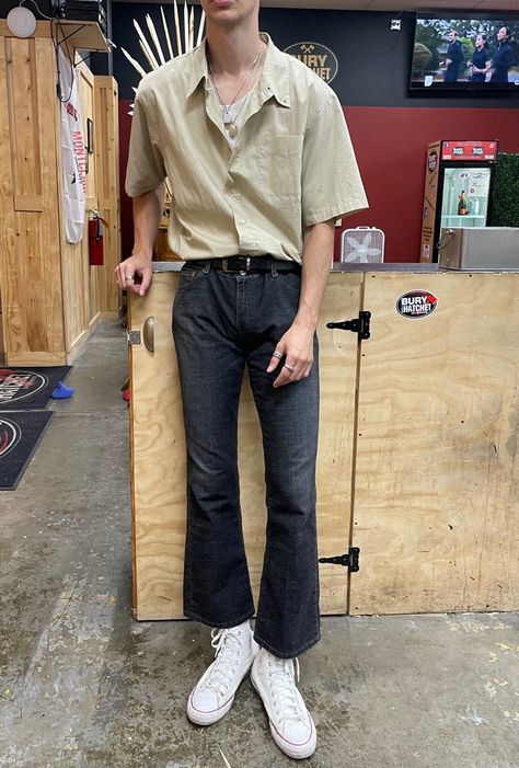 All Black High Top Converse Outfits, Converse Wide Pants Men, Converse 70s Outfit Men White, Converse 70s Outfit Men High, Style Converse 70s Men, High Top Converse Outfits Men, Jeans And Converse Outfit, High Cut Converse Outfit, Converse High Outfit