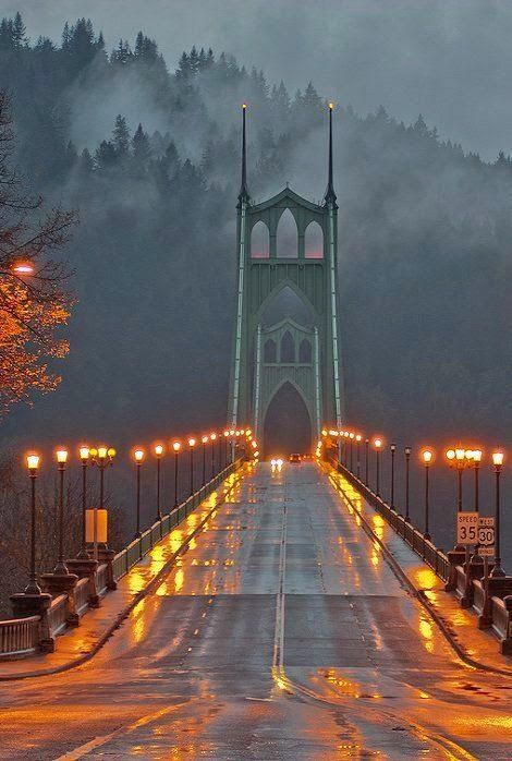 Oregon Travel, St Johns, To Infinity And Beyond, A Bridge, Oregon Coast, Beautiful Places To Visit, Pretty Places, In The Rain, Most Beautiful Places