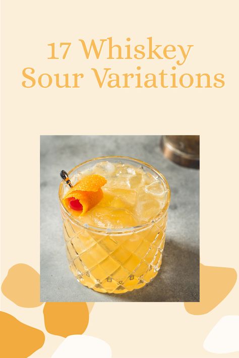 If you love a classic whiskey sour cocktail, it’s entirely possible that you’ll fall in love with one of these delicious whiskey sour variations as well. We’ve collected 17 favorites to share with you. Whiskey Sour Cocktail, Whiskey Sour Recipe, Whiskey Wedding, Bourbon Sour, Whiskey Smash, Cinnamon Simple Syrup, Cinnamon Whiskey, Cocktail Recipes Whiskey, Whisky Sour