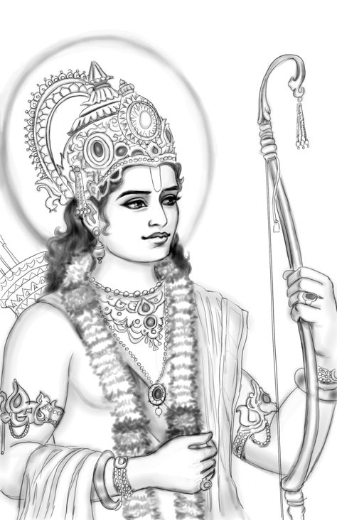 Rama Drawing, Ganesha Drawing, Boho Art Drawings, Pencil Sketch Images, Lord Rama, Cool Pencil Drawings, Hinduism Art, Goddess Artwork, Beauty Art Drawings