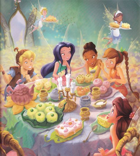 Tinkerbell and her friends have a tea party Tinkerbell Characters, Dead Meme, Disney Faries, Disney Fairies Pixie Hollow, Tinkerbell And Friends, Fairy Tea Parties, Tinkerbell Disney, Tinkerbell Fairies, Pixie Hollow