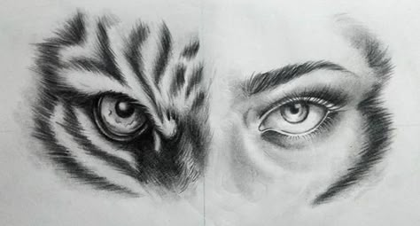 Tiger Eyes Tattoo Stencil, Half Face Drawing, Faces Watercolor, Tiger Hand Tattoo, Arm Tattoos Drawing, Tiger Sketch, Tiger Tattoo Sleeve, Realistic Animal Drawings, Regard Animal