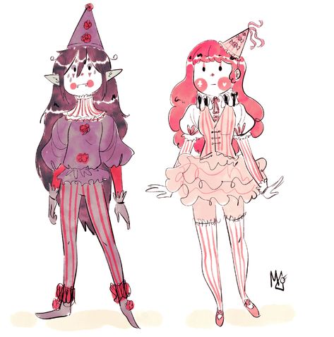 Clown Culture — childofsquid2: Bubbline but CLOWNS stuff i did... Marceline And Bubblegum, Clown Clothes, Female Clown, Arte Punk, Cute Clown, Circus Art, Creepy Clown, Adventure Time Art, Arte Sketchbook