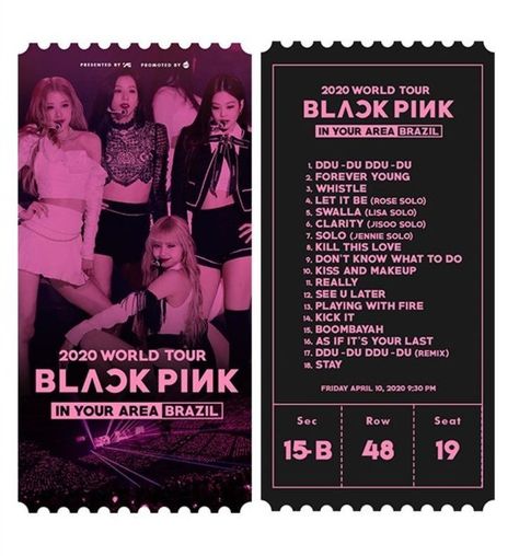 Blackpink Ticket, Blackpink Ticket Sticker, Pinkvenom Mv, Bp Wallpaper, Pink Tickets, Foto Cars, Lisa Jennie Rose, Blackpink Concert, Templates Edit