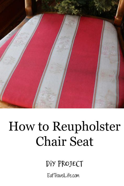 Chair's in need of an upgrade? Here's how you can reupholster a chair seat for a chair face lift. This project cost about $20 for 1 chair. #reupholsterchair #replacefabric #howtorepairchair #diy #newfabricchair #upholstery #replacefabric #shabbychic Farmhouse Life, Easy Pillows, Reupholster Chair, Hobby Farm, Simple Craft, Project Board, Fabric Diy, Face Lift, Frugal Tips