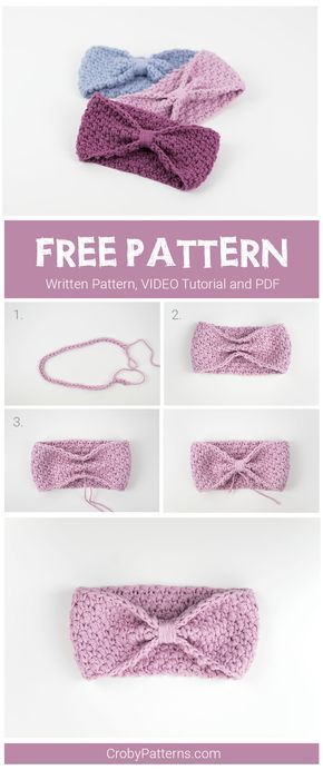 Simple and easy to make crochet headband for babies. Free pattern and video tutorial. Crocheted Headbands, Easy Crochet Headbands, Pola Topi, Bandeau Au Crochet, Crochet Headband Pattern Free, Diy Sy, Baby Headbands Crochet, Simple Headbands, Crochet Headband Pattern