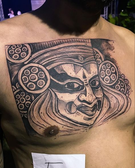 #tattoo #god #religioustattoo #kerala #face @ugangul Kerala Tattoo, Kathakali Face, Tattoo God, Religious Tattoo, Face Tattoo, Kerala, Tatting, Art Ideas, Tattoo Designs