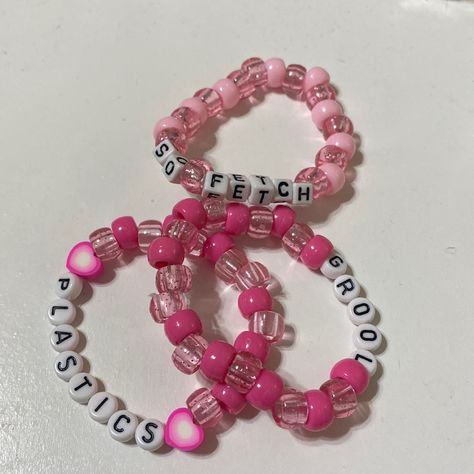 Handmade By Me One Size Fits Most - Adults/Teen Set Of 3 One Of A Kind Phrases For Bracelets, Mean Girls Bracelet Ideas, 3 Friendship Bracelets, Character Themed Bracelets, Mean Girls Bracelets, Kandy Braclets, Braclet Aesthetic, Trio Friendship Bracelets, Words To Put On Beaded Bracelets