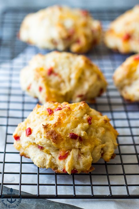 Pimento Cheese Drop Biscuits | The Beach House Kitchen Pimento Cheese Pinwheels, Cheese Drop Biscuits, Cheese Ball Bites, Pimento Cheese Sandwiches, Beach House Kitchen, Pimento Cheese Recipes, Cheese Stuffed Chicken, Biscuit Recipes, Drop Biscuits