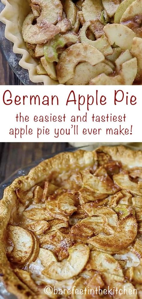 German Apple Pie really is the easiest and tastiest apple pie you'll ever make! get the recipe at barefeetinthekitchen.com German Apple Pie Recipe, Insane Desserts, German Apple Pie, Apple Pie Bars Recipe, Fall Yummies, Fall Desserts Apple, Dutch Apple Pie Recipe, Happy Cakes, Apple Pie Filling Recipes