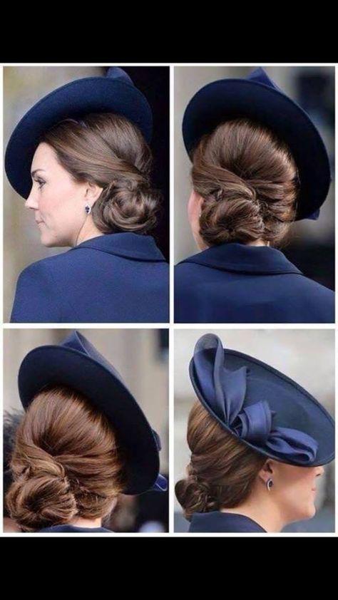 March 13 2015, National Service of Commemoration, St Paul's Cathedral Hair With Fascinator Hairstyles, Hair Up With Fascinator, Royal Hairstyle, Ducesa Kate, Side Chignon, Kate Middleton Hats, Düşes Kate, Vintage Updo, Side Updo