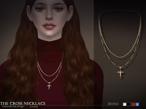 Cross Neckless, Long Cross Necklace, Sims 4 Nails, The Sims 4 Pc, Free Sims, Sims 4 Dresses, The Sims 4 Download, Sims4 Clothes, Sims 4 Collections