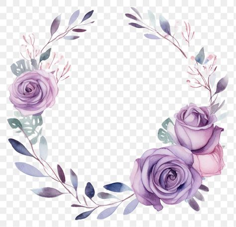 Png Circle, Png Rose, Watercolor Floral Wreath, Circle Png, Circle Flower, Doodle Art Flowers, Floral Wreath Watercolor, Flower Purple, Elegant Watercolor