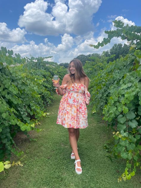 Winery Poses, Winery Dress, Winery Outfit Ideas, Aesthetic Dresses Casual, Vineyard Outfit, Winery Outfit, Christmas Party Fashion, Daytime Outfits, Inspo Poses