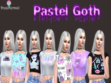 DreadMermaid's Pastel Goth Crops - Mesh needed Casual Fall Jacket, Basic Crop Tops, Lace Top Dress, Cute Short Dresses, Beaded Cocktail Dress, Heart Dress, Sims 4 Clothing, Sims 4 Custom Content, Maxis Match