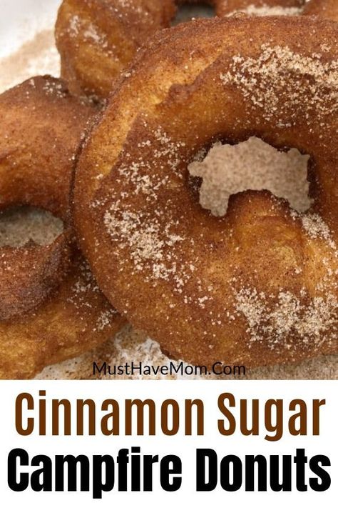 Campfire Donuts Recipe, Bonfire Treats, Campervan Cooking, Cabin Recipes, Campfire Cooking Recipes, Campfire Foods, Camp Cooking Recipes, Rv Cooking, Dutch Oven Camping Recipes