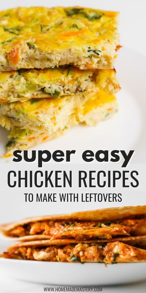 Make tasty chicken dinner in 10-20 minutes using rotisserie chicken or leftover shredded chicken! These super easy leftover chicken recipes are absolutely delicious, most of them also quite healthy and you'll want to make them again and again and again. Easy Leftover Chicken Recipes Simple, Roasted Chicken Leftover Recipes, Easy Leftover Chicken Recipes, Leftover Chicken Recipes Healthy, Leftover Chicken Recipes Easy, Spicy Chicken Wrap, Recipes To Make For Dinner, Roast Chicken Leftovers, Leftover Chicken Recipes