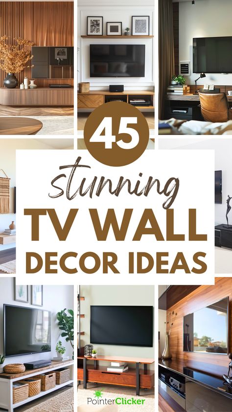 tv wall decor ideas Under Hanging Tv Decor, Wall Decor Around Tv Console, 75 Inch Tv Wall Unit, Tv Wall Decorations For Living Room, Floating Shelves For Tv Wall, Gallery Wall Around 65 Inch Tv, Television Console Ideas, Hung Tv Living Room, How To Decorate Behind A Tv