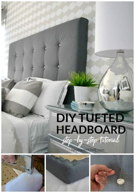 How to make your own upholstered headboard with tufting. This step-by-step tutorial makes spacing your buttons really easy!  #diydecor #diyheadboard #kingheadboard #diybedroomdecor #bedroomdecor #diyfurniture #nosew #fabric #tuftedheadboard Diy Upholstered Headboard, Diy Tufted Headboard, Headboard Projects, Headboard Tutorial, Diy Headboard Upholstered, How To Make Headboard, Headboard Ideas, Tufted Upholstered Headboard, Bed Platform