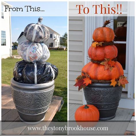 Outdoor Pumpkin Decor, Easy Thanksgiving Decorations, Pumpkins Crafts, Cheap Diy Halloween Decorations, Image Halloween, Fun Fall Crafts, Pumpkin Topiary, Diy Halloween Decor, Games Diy