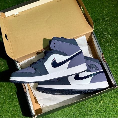 Air Jordan 1 mid “Obsidian Sanded Purple” Jordan 1 Mid Obsidian Sanded Purple, Air Jordan 1 Mid Obsidian, Obsidian Jordan, Jordan 1 Mid Obsidian, Jordan Mids, Dusty Purple, Swag Shoes, Air Jordan 1 Mid, Jordan 1 Mid