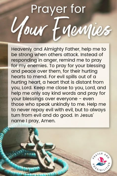 A daily prayer for your enemies. Pray to keep from repaying evil with evil, to hold your tongue, and pray for God’s blessings even over your enemies. Praying For You, Pray For Your Enemies, Prayer For Enemies, Hardened Heart, Deliverance Prayers, Spiritual Warfare Prayers, Morning Prayer Quotes, Everyday Prayers, Prayer For Protection