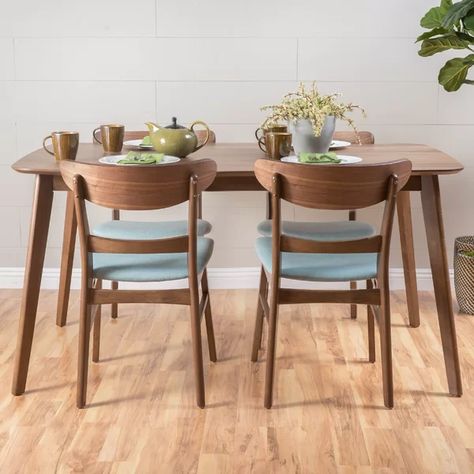 Dapur Moden, Mid Century Modern Dining Set, Solid Wood Dining Set, Wooden Chairs, Small Kitchens, Table Color, Kitchen Dining Sets, Dining Sets Modern, 5 Piece Dining Set