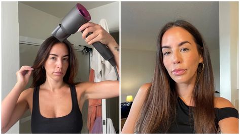 8 Blow-Dry Hacks For a Perfect Blowout, According to a Pro | POPSUGAR Beauty How To Blow Dry Curly Hair Straight, Best Blowout, Tips For Thick Hair, Blowout At Home, Sleek Blowout, Perfect Blowout, Blow Dry Hair, Popsugar Beauty, Professional Hairstylist